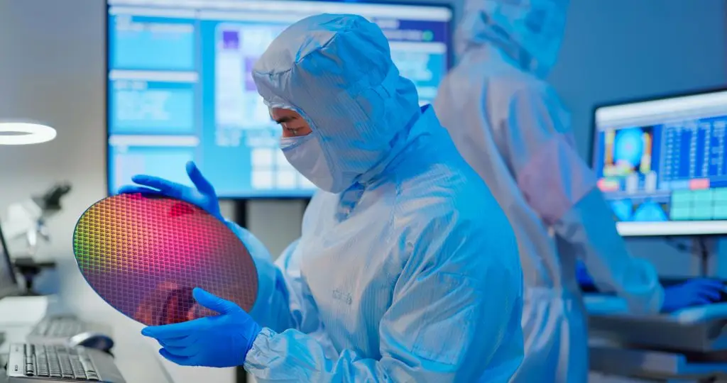 Semiconductor Technician with Wafer, Circular