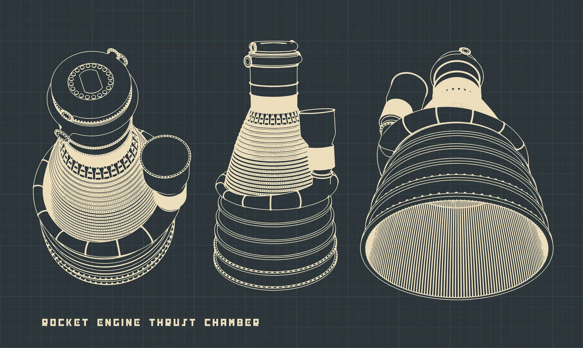 Rocket engine thrust chamber blueprints