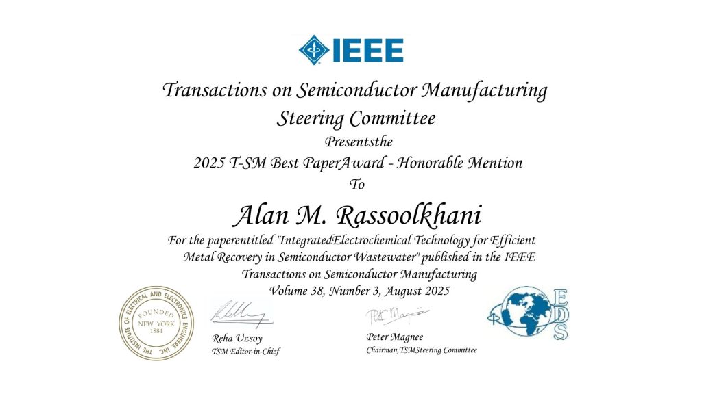 Alan Rassoolkhani IEEE Award